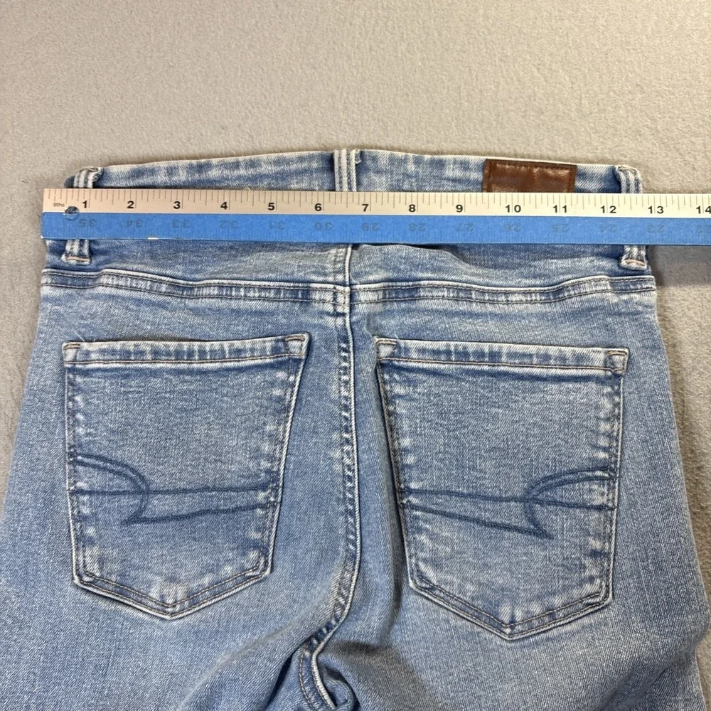 American‎ Eagle Super Hi-Rise Flare Jeans Women 0 Blue Light Wash Stretch Denim